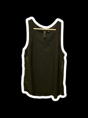 Black Sleeveless Zip Detail Tank Top